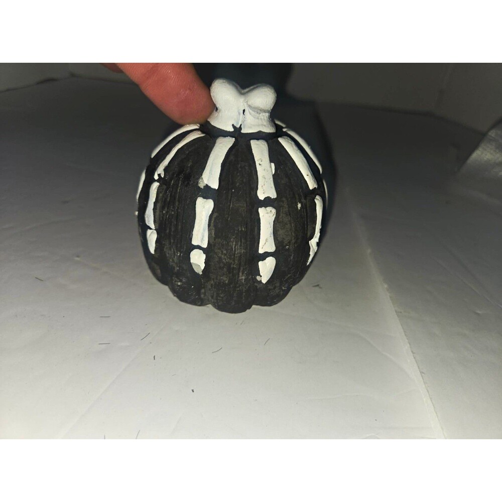 Greenbrier International Halloween Pumpkin Figurine Black White Ceramic